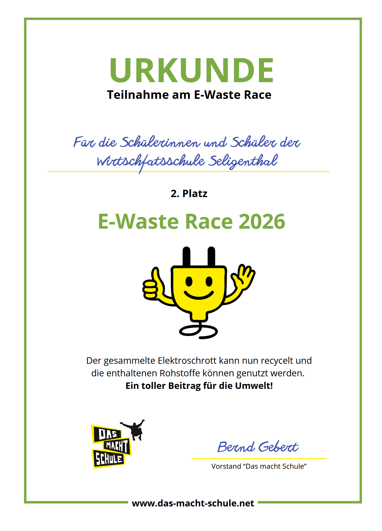 Unsere Schule startete beim E-Waste Race durch!